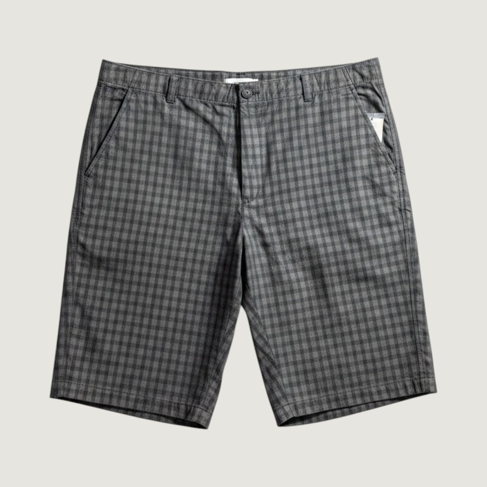 Calvin Klein Dark Gingham Shorts 40x11" Black Grey Check Cotton Blend NWT